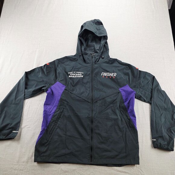 Nike Chicago Marathon Jacket FV6204-010 M Black Purple Windrunner Running Hooded - Picture 1 of 11